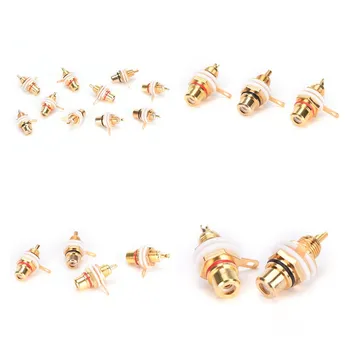 

10Pcs Gold Panel Mount Plated RCA Female Plug Jack Audio Socket Amplifier Chassis Phono Connector With Nut Solder Cup