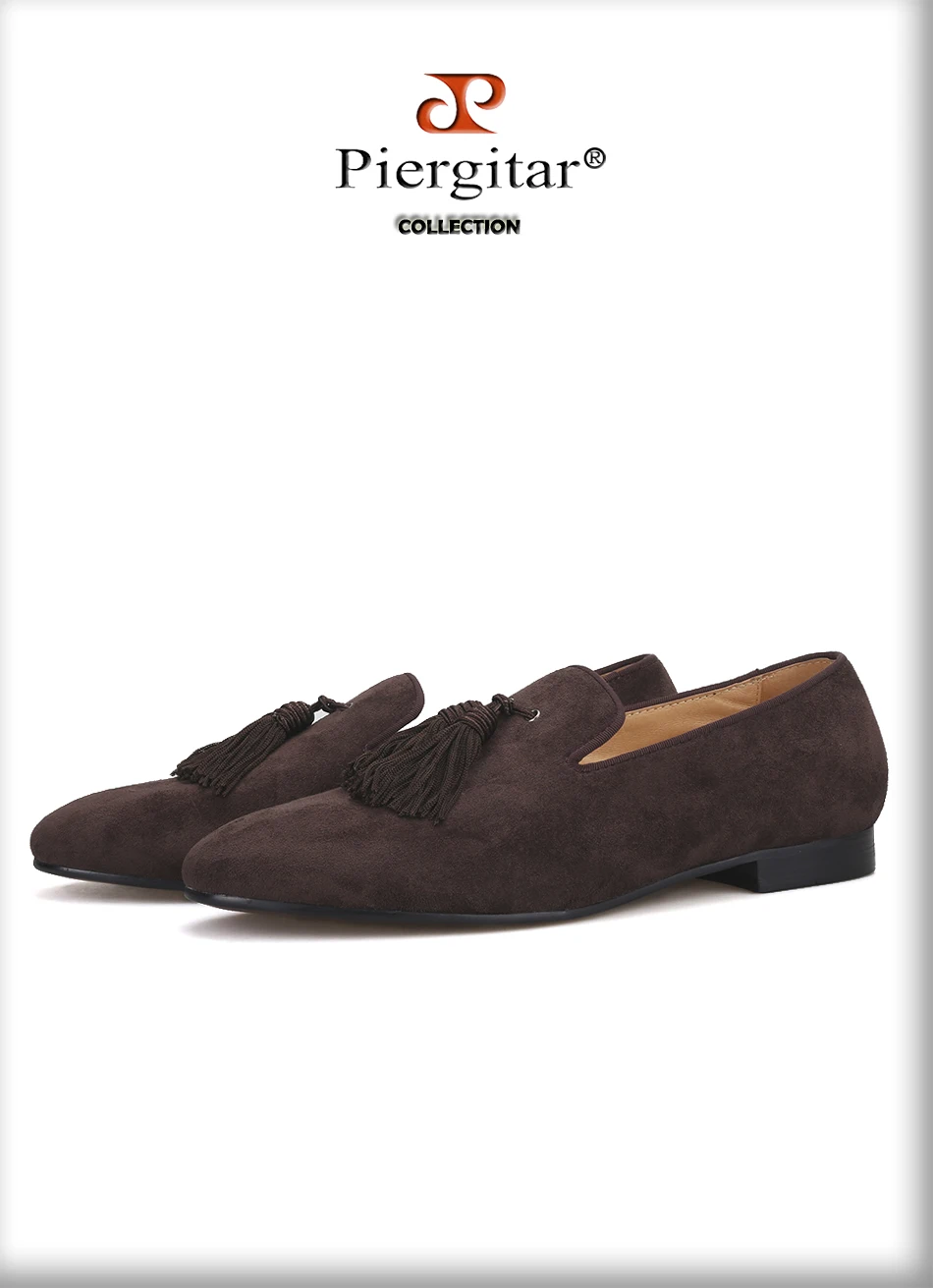Piergitar/Коллекция года; Разноцветные мужские туфли из замши с бахромой; вечерние и свадебные мужские лоферы; мужские туфли ручной работы для курения размера плюс
