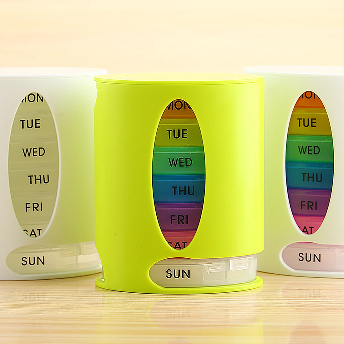 

Mini 28 grid kit portable colorful oval color food grade plastic box multi-grid travel storage box with a week pill box