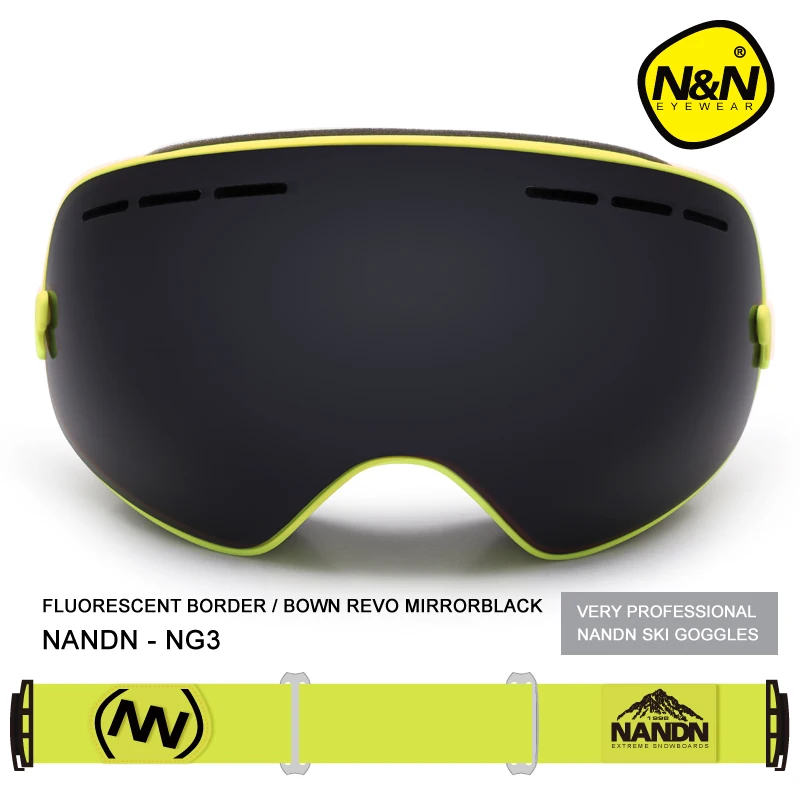 NANDN двойной Слои многоцветный Анти-туман наружные спортивные очки с большими для мотокросса и лыж для катания на сноуборде профессиональные очки+ коробка NG3