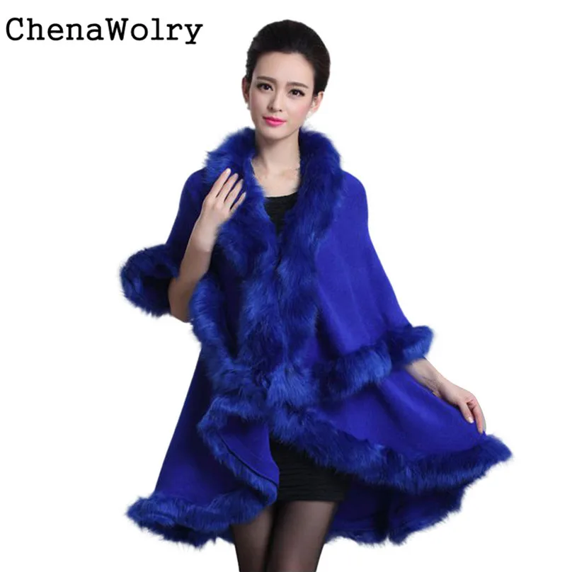 2017 Casual Hot Sales Attractive font b Women b font Spring Autumn Faux Fur Collar Poncho
