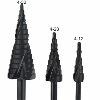 

HSS Cobalt Step Drills Nitrogen High Speed Steel Spiral for Metal Cone Drill Bit Set Triangle Shank Hole Cutter