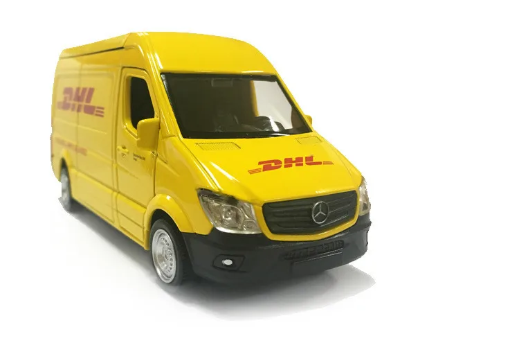 Грузовик, DHL, 1:36, игрушечный автомобиль, сплав, оттягивающийся, мини-автомобиль, копия, Авторизованная оригинальной фабричной моделью, коллекция игрушек