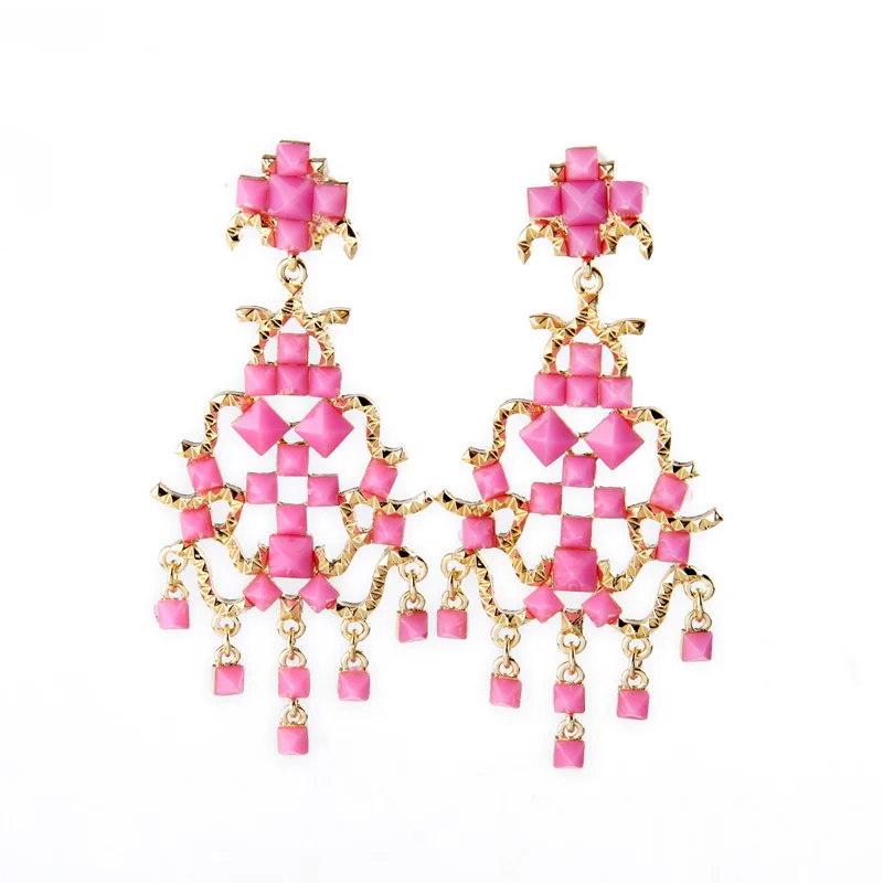 Розовые серьги с большими подвесками оптовая продажа милые эксклюзивные