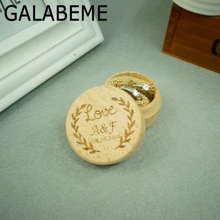 Galabeme персонализированные деревенский свадебное Обручение деревянная коробка кольца владельца пользовательские именами и датой обручальное кольцо Bearer Box
