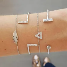 DIEZI Стразы в богемном стиле браслет серебристого цвета браслеты для женщин листья треугольная Подвеска Браслеты Ювелирные изделия Подарки лето