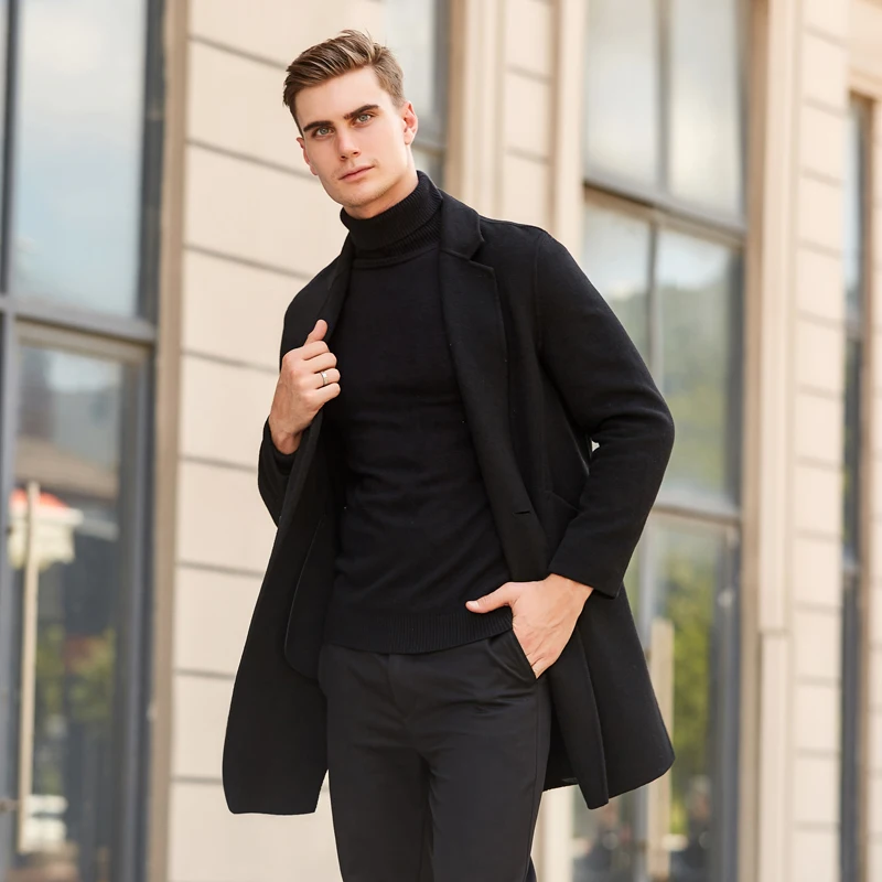 2018 новый стиль пальто мужчины Бизнес Двусторонняя шерстяные Повседневная мода Классический плащ для мужчин, мужские кашемир ветровка