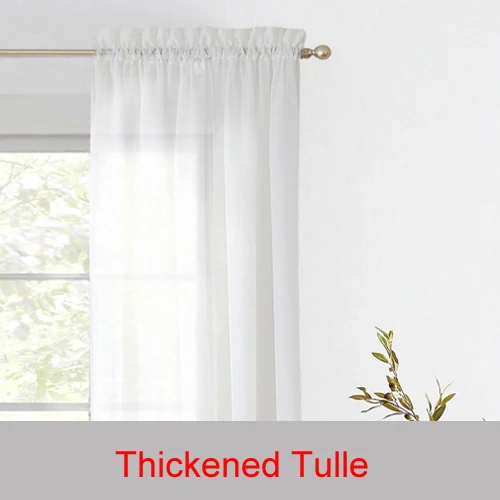 Standard/Thickened Tulle Window Curtains for Living Room Bedroom Decoration White Modern Veil Solid Sheer Voile Tulle 