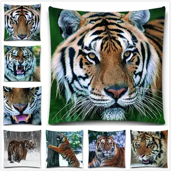 

5 size Wild Animal Style Cushion Cover Tiger Pattern Cotton Polyester Pillow Cover Square Pillow Case Home Decor
