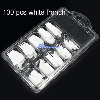 

100 PCS HALF WHITE HALF ACRYLIC FRENCH TIPS NAIL ART ARTIST Salon