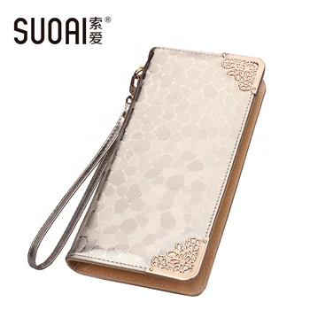 

Women Long Wallet 2017 New Fashion Female Stone Pu Leather Long Purse High Quality Zipper Girls Phone Purse Credit Card Holder