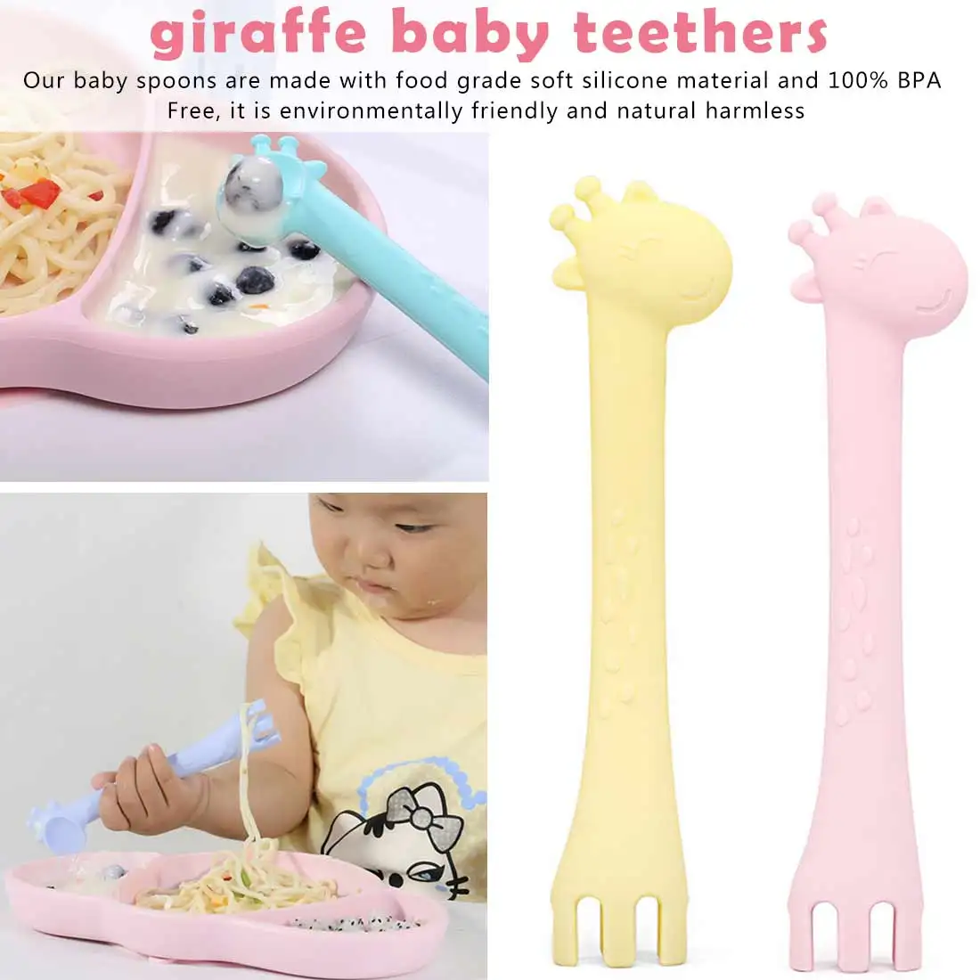 

1pc Baby Teething Silicone Giraffe Teether Toys Teething Necklace Pendant Nurse Gift baby accessories Food Grade Silicone