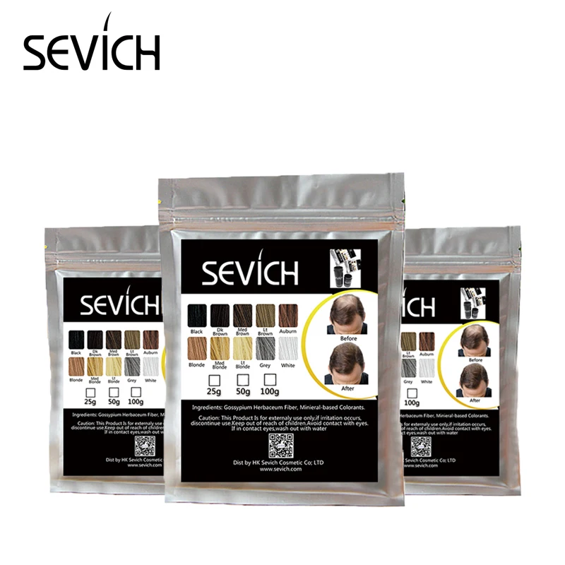 Sevich Refill Bag 100 г продукты для выпадения волос, густые волосы для наращивания волос, 10 цветов порошок для роста волос