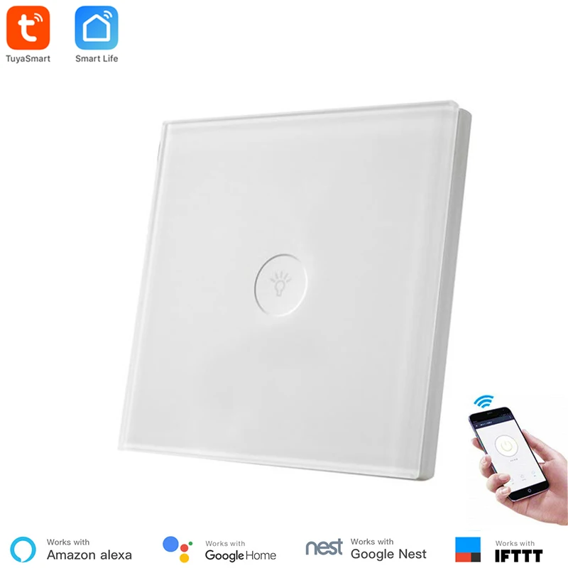 

Type 86 Smart Wall Touch Switch WiFi Switch 220V EU Standard 1 Gang Voice Control By Alexa and Google Home IFTTT Support