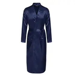 Темно-синий с длинным рукавом Китайский Для мужчин район халаты платье новый мужской Халат-кимоно пижамы Ночная Пижама размеры s m l xl XXL