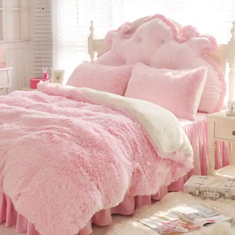 New Super Soft Long Shaggy Fuzzy Faux Fur White Pink Grey Blanket