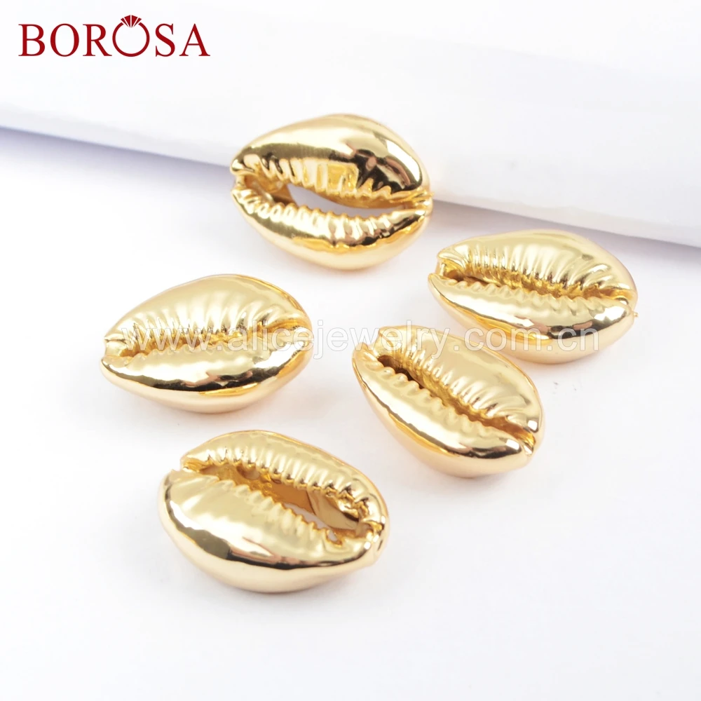 BOROSA 10 шт. полная золотистая оболочка бусины Раковина Морская Лон кубики