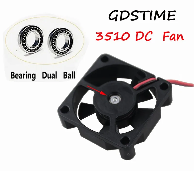 Gdstime 2 шт. 24 V 35mm 35x35x10 мм двойной с шарикоподшипником, постоянного тока охлаждающий вентилятор 3510 2Pin 3,5 см