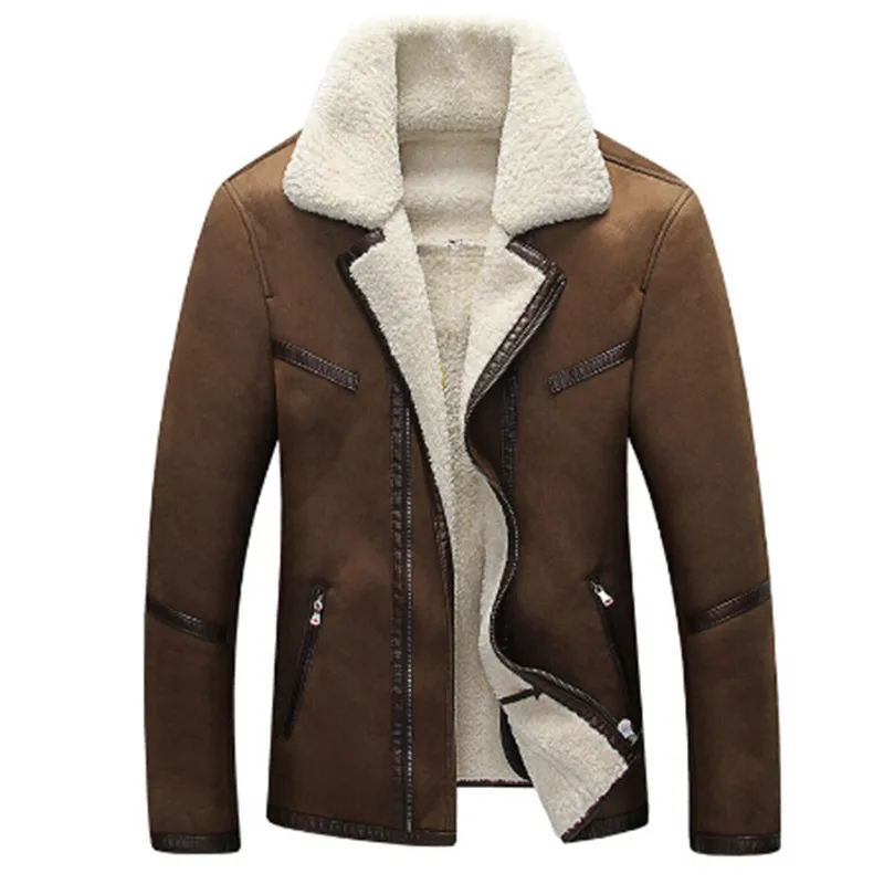 

2018 Mens Fur Leather Jacket Overcoats New Formal Fur Streetwear Plus Size 4XL Western Country