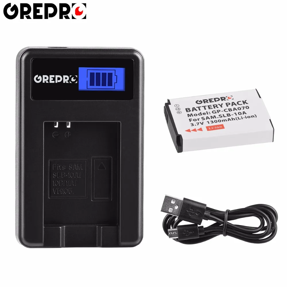 

1pcs SLB-10A Battery SLB 10A SLB10A Camera Batteries+LCD Charger for SAMSUNG HMX-U10 HMX-U100 SL720 SL310W SL820 HZ15W WB1102