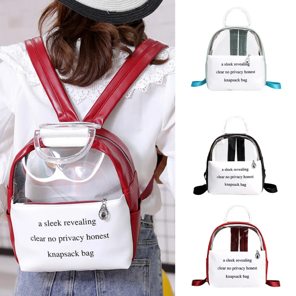 

Women's Casual Letter Transparent Travel Backpack High Quality Fashion School Backpack For Female