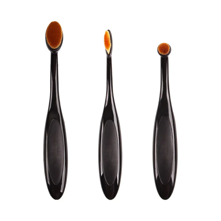 

3Pcs Oval Makeup Brush Professional Soft Toothbrush Shaped Design Oval Make Up Brushes Set Foundation Concealer Blending Cosmeti