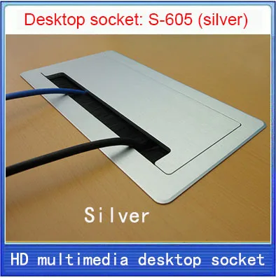 

Brush clamshell multifunction desktop socket/VGA /USB / HDMI /Microphone 3.5 AUDIO / Hidden desktop socket brushed Silver-605