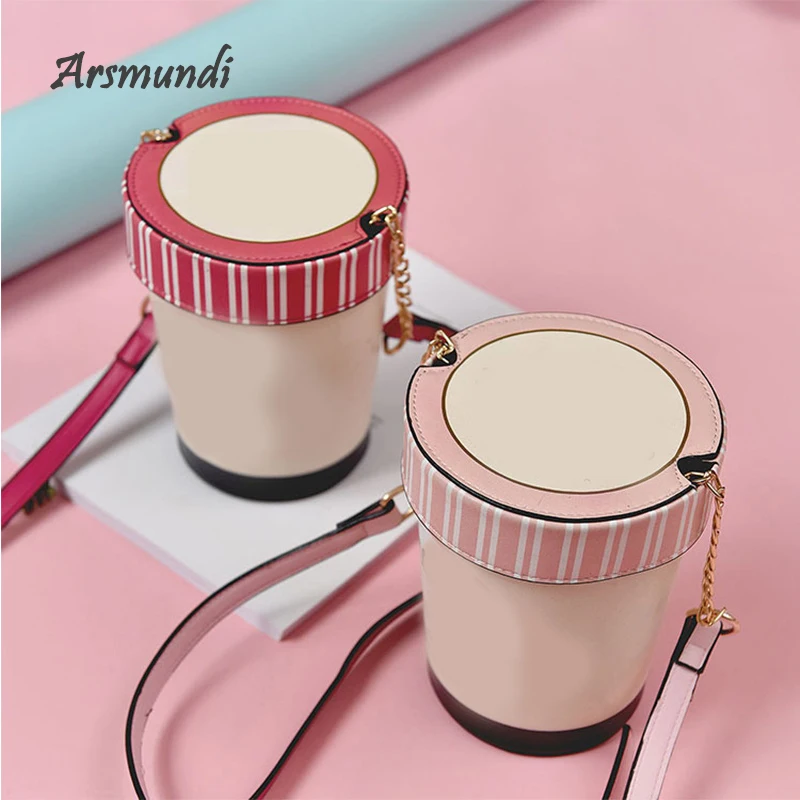 

Arsmundi 2018 Personality Creative Crossbody Bags For Women Strawberry Ice Cream Bucket Bag Cartoon Sweet Shoulder Messenger Bag