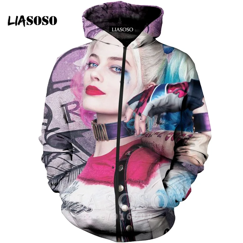 Funny 3D Print Unisex Anime Harley Quinn hip hop clown Sweatshirt joker jacket Harajuku zipper shirt hoodies rock hoodie A125 - Цвет: 12