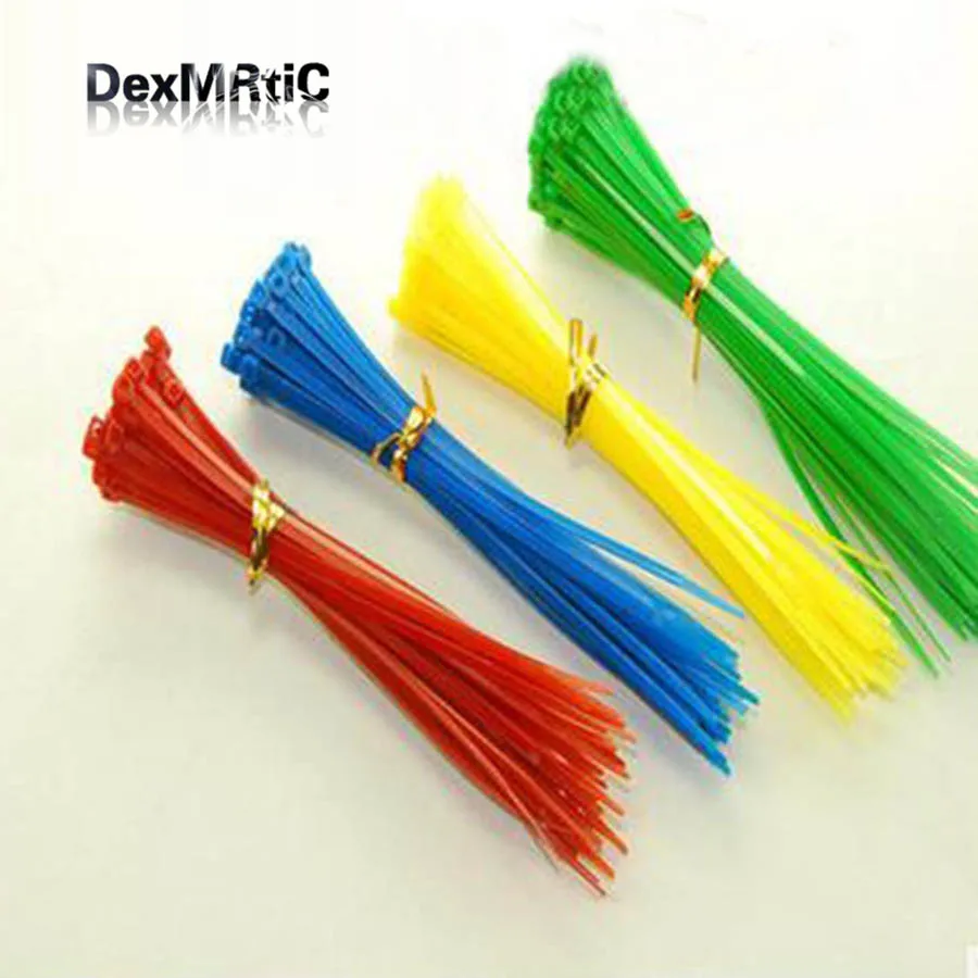 Hot Sales 100PCS/Pack 6 Colors Nylon Cable Tie Self Locking Plastic