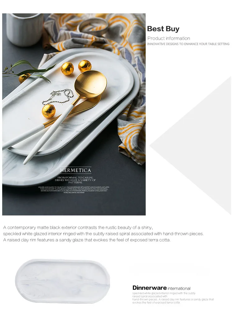 Лучшая покупка KINGLANG овальной формы белый мраморный блюдо для рыбы длинная тарелка для суши керамическая мраморная дизайнерская посуда
