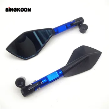 

8 10mm universal cnc motorcycle mirrors Blue Lens Rearview Side Mirror FOR yamaha xj6 accessories vfr 750 fzs 600 yamaha tdm 900