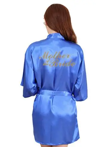 RB91 Fashion Silk Bride of Mother Robe with Gold Letter Sexy Women Short Satin Wedding Kimono Sleepwear Get Ready Robes women sleepwear bride robes silk robe sleepwear pajamas