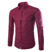 Для мужчин рубашки брендовая Повседневная приталенная Однотонная рубашка с длинным рукавом Для мужчин деловая, общественная платье рубашки плюс размеров: 3XL Для мужчин Рабочая одежда