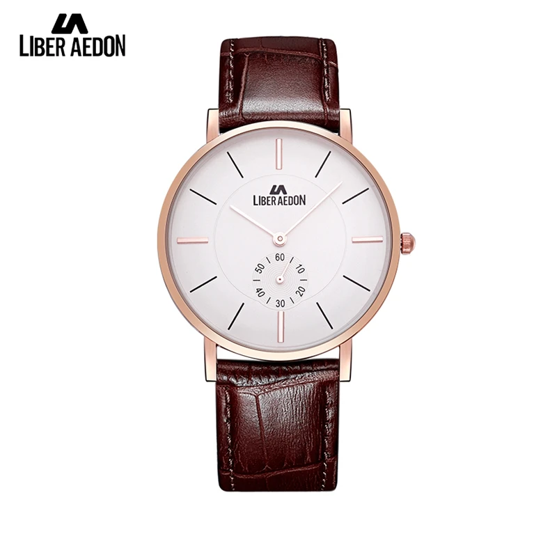 

Liber Aedon Top Brand Luxury Men Watches Real Leather Watchband Fashion Quartz Wristwatch Montre Homme Birthday Gift