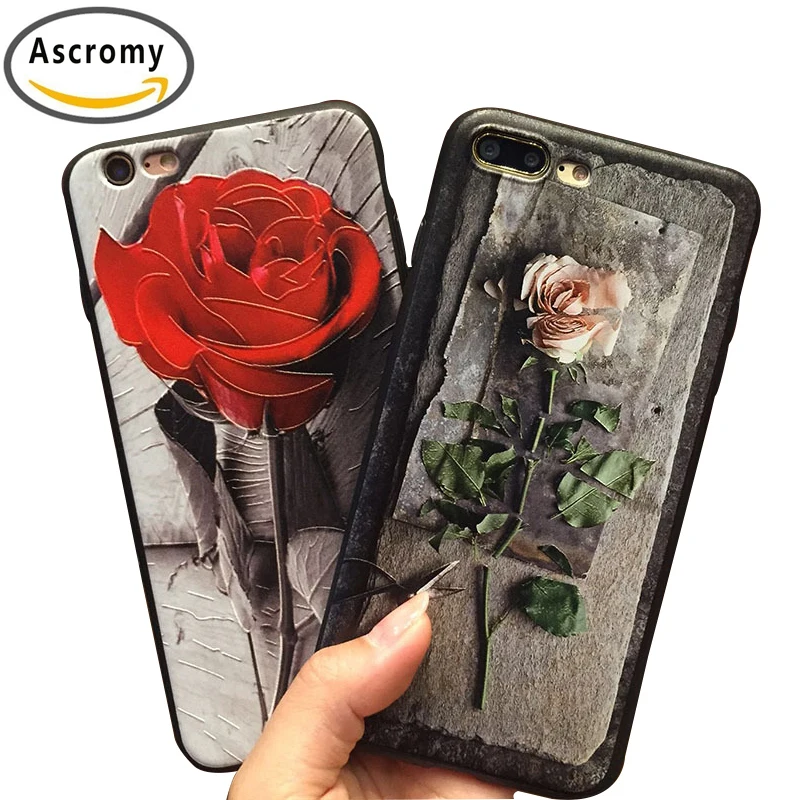 Ascromy 2PCS Cover For iPhone 5 5S SE 5SE iPhone5 Soft TPU Silicon Relief Rose Flower Pattern Case Mobile Phone Accessories Capa |