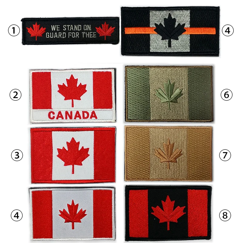 

Embroidered Canada Flag Patch Army Hook&Loop Patch 3D Tactical Military Patches Fabric National Emblem Canadian Maple Leaf Flag