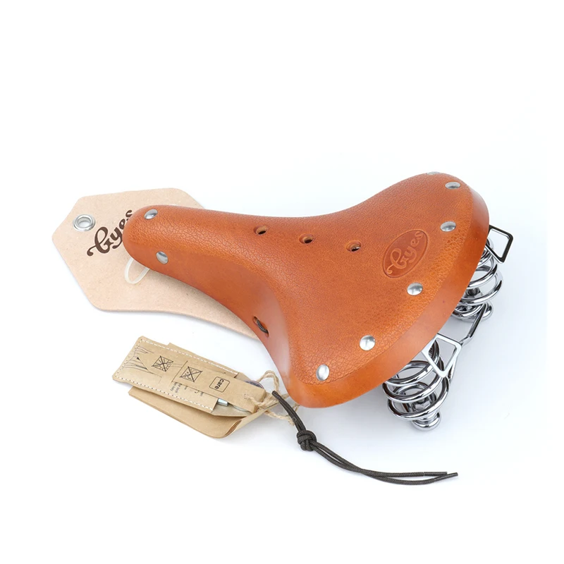 Taiwan Gyes GS-08 Classic MTB Bicycle Cow Leather Saddle Retro