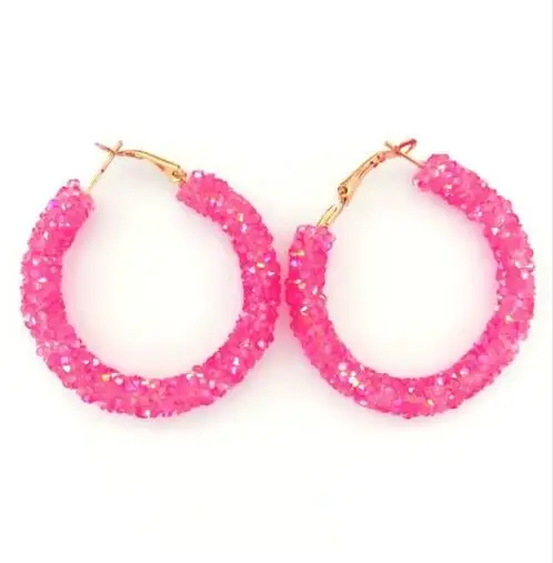 Большие женские серьги-кольца ES711, большие, Преувеличенные, модные ювелирные изделия, геометрические круглые серьги, женские серьги - Окраска металла: Pink