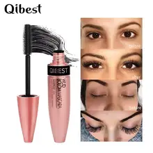 QIBEST 4D Silk Fiber Lash Mascara Waterproof Mascara for Eyelash Extension Black Thick Eye Lashes Curler Cosmetic