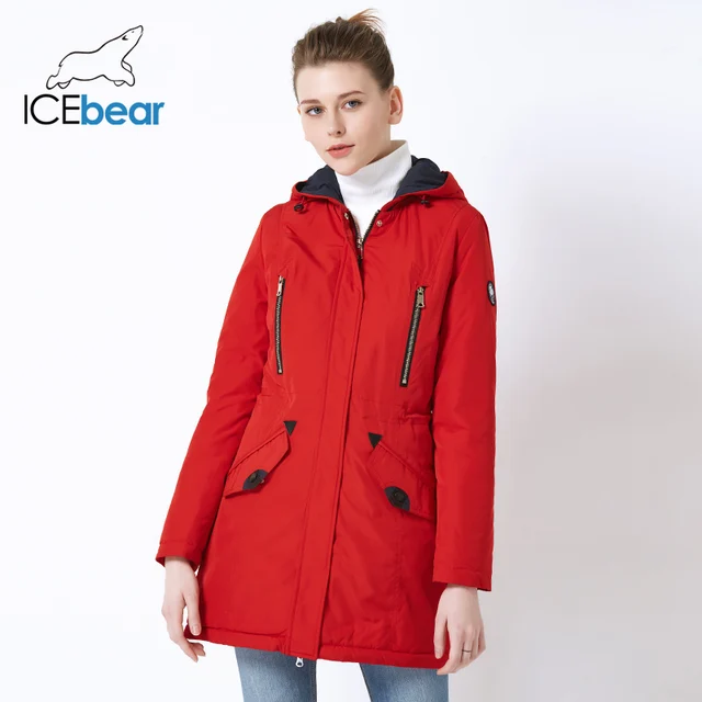 ICEbear Новинка 2019 года брендовая одежда Весна парка для женщин длинная куртка с теплым пальто Модные женские куртки 16G262D