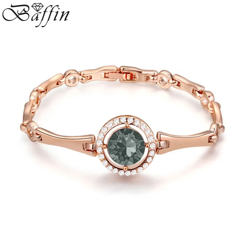 Модные браслеты Baffin с кристаллами Swarovski цвета розового золота качественные часы