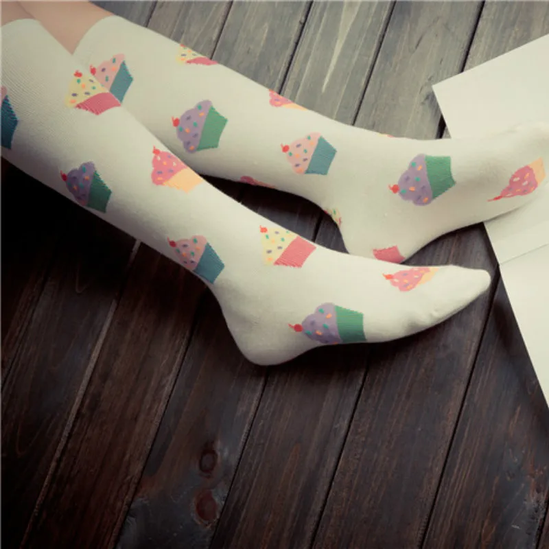 Женские носки до колена в стиле Харадзюку модные смешные бедра для девушек и