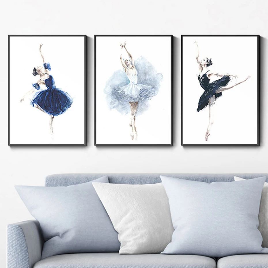 

SURE LIFE Watercolor Ballet Poster Girls Wall Art Canvas Printings Paintings Pictures Gift for Bedroom Home Decorations