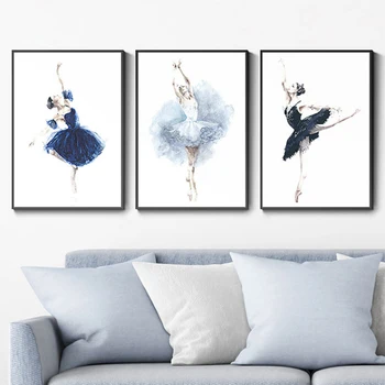 

SURE LIFE Watercolor Ballet Poster Girls Wall Art Canvas Printings Paintings Pictures Gift for Bedroom Home Decorations