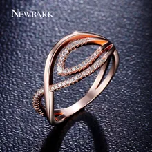 NEWBARK Captivating Evil Eye Ring Tiny CZ Diamond Paved Rings For Women Rose Gold Plated Engagement Bague Fashion Jewelry Gift