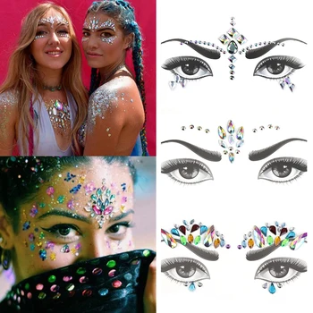 

1 Sheet Handpicked Bohemia 3D Rhinestone Crystal Face Stickers Resin Drill Eye Jewel Forehead Decor Temporary Tattoo Sticker