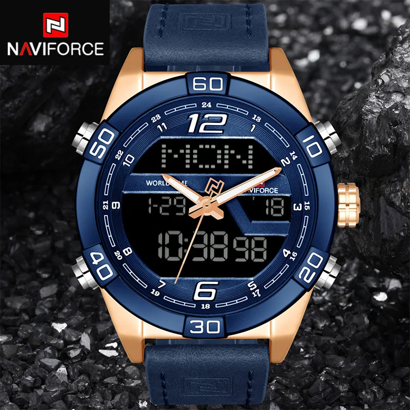 

Men Watches NAVIFORCE Luxury Brand Fashion Sports Men's Waterproof Quartz Date Clock Man Leather Army Military Wrist Watch+box