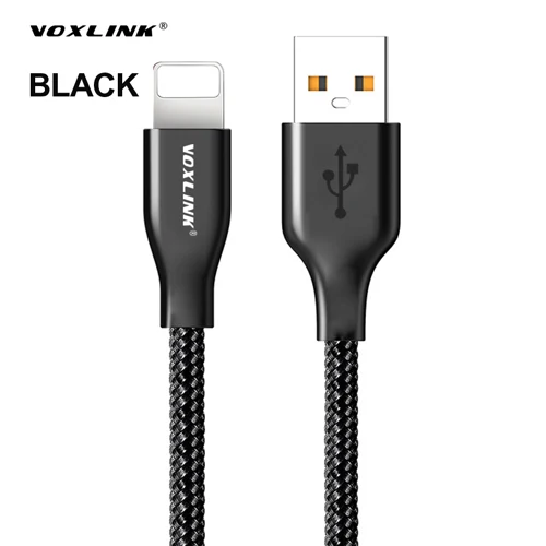 VOXLINK 5V 2.4A USB кабель для iPhone x 8 8Plus 8pin usb кабель для зарядки и передачи данных для iPhone 7 7Plus 6 6s 6plus 6s Plus 5S SE iPad Air - Цвет: Black