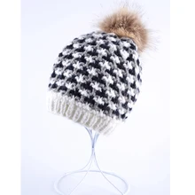 Мода г. зимние шапки для женщин трикотажные теплые уха шапочки для девочек cap Большой hairball touca gorros капот сноуборд Шапки